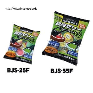 【クリックで詳細表示】昆虫専用ゼリー フルーツタイプ えさ皿付 BJS-25F・55F 25個入り・55個入り    昆虫のエネルギー源となるトレハロースと、昆虫が好む天然樹液、ハチミツ入りの昆虫が大好きなフルーツタイプの昆虫専用ゼリーです。カップは、大型昆虫が食べやすい平型で、必要な栄養を凝縮した食べきりサイズ！転がり防止に特製エサ皿が1枚付いています。