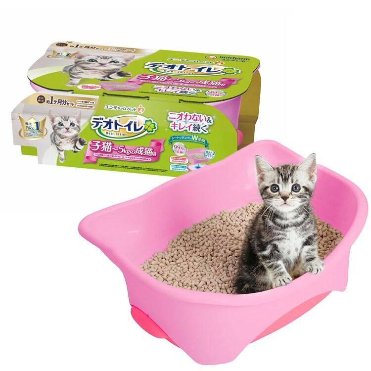 ユニ・チャーム デオトイレ 子猫～5kgの成猫用本体セット ツートン