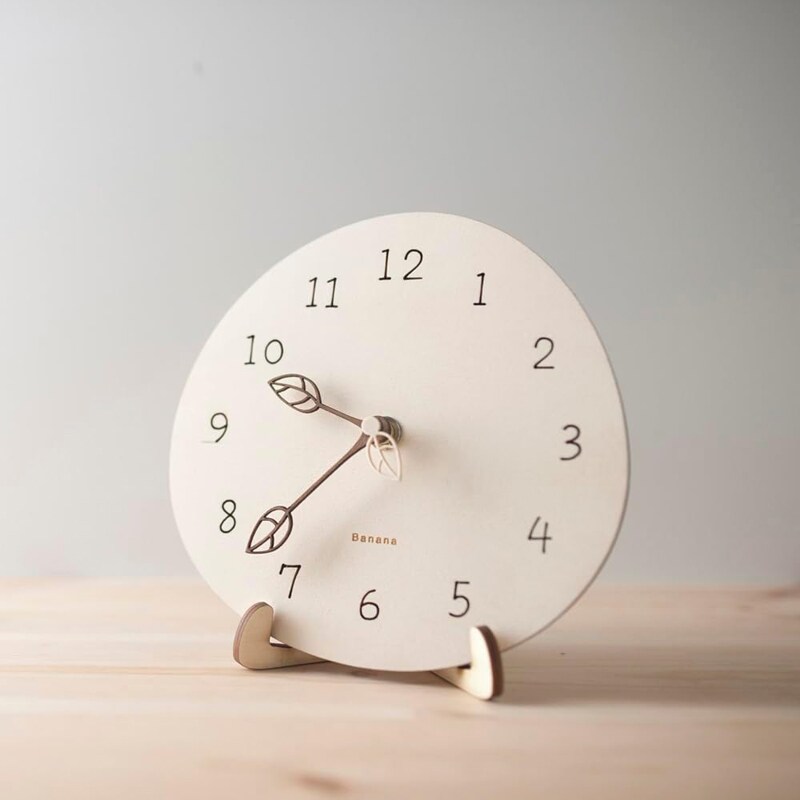 バナナ工房 ミニモングルぺブル ナチュラル ウッド 無音 時計 スタンド