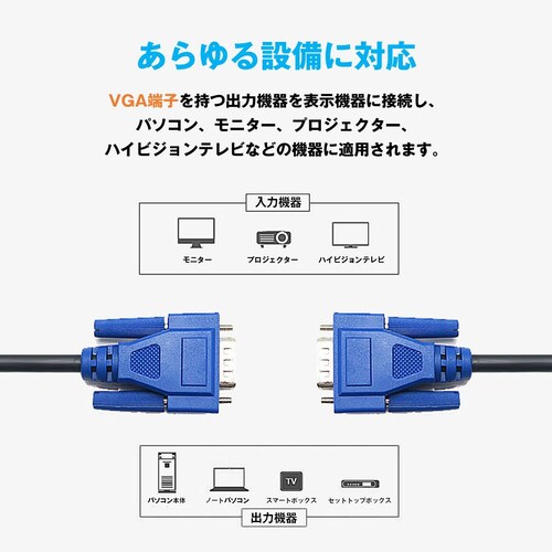 VGA�P�[�u�� 1.5m 2�{�Z�b�g �~�jD-Sub 15�s�� �I�X-�I�X ���掿 1080P�Ή� �m�C�Y�΍� �t�F���C�g�R�A�t�� PC ���j�^�[ �v���W�F�N�^�[ �f�B�X�v���C�P�[�u��_4