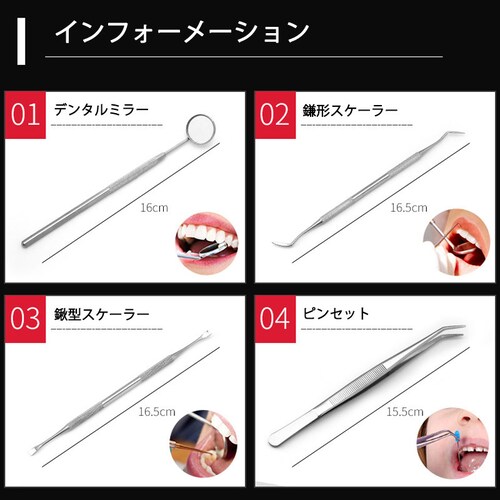 歯石取り 5本セット ケース付き 消毒用パッケージ付き_4
