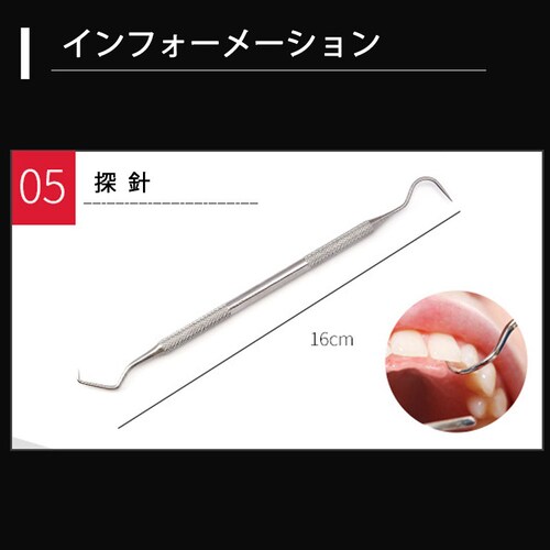 歯石取り 5本セット ケース付き 消毒用パッケージ付き_5