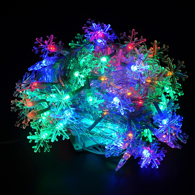 フェアリーライト カラフル コンセント(100球) 雪の結晶状 led