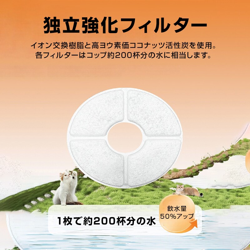 ペット 給水器 軟水化 フィルター 4枚セット 円形 交換用 個別包装