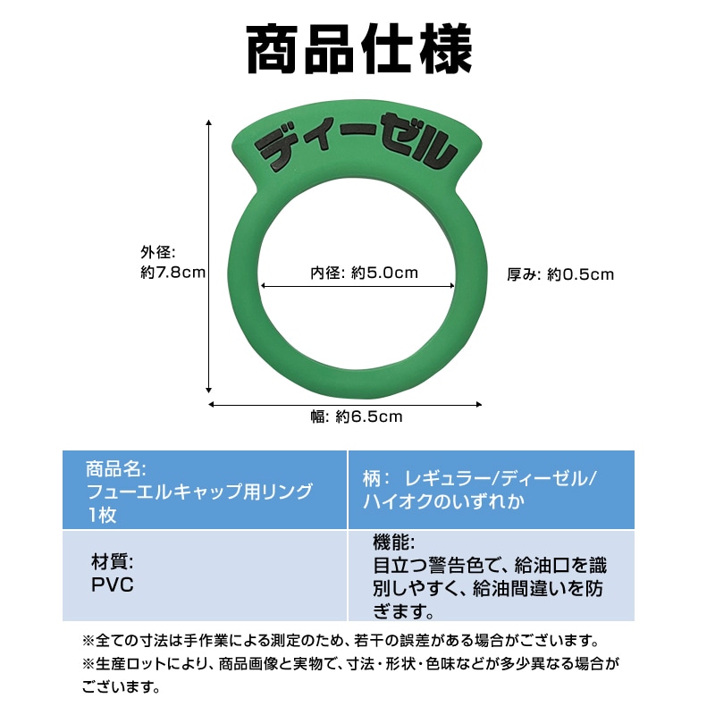車 レギュラー 給油口 油種 標識リング 1枚 給油間違い防止 フューエル