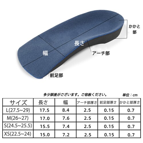 踵インソール L かかと ブルー 中敷 土踏まずサポーター 扁平足インソール アーチ 偏平足 足裏 足底腱膜炎 衝撃吸収 身長アップ スポーツ プロ スニーカー o脚矯正_2