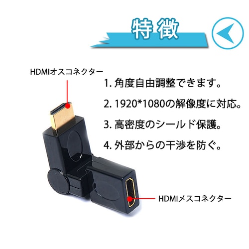 HDMI 360�� �p�x�ϊ� �A�_�v�^ �������R���� 90���`270�� ��Ȃ� ���Ȃ� �R�l�N�^�[�I�X�̃��X V1.4 1080P ���� �]�� �W��HDMI HDMI�P�[�u������ �f���h�~_1