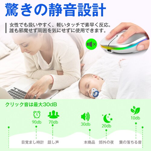 �}�E�X �z���C�g ���C�����X �É� ���^ �R�[�h���X Bluetooth5.1 ���� 2.4GHz �y�� USB �[�d�� ���^ �����x ���w�� DPI���� LED���� PC Windows Mac �^_9