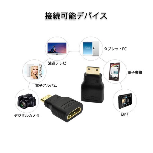 mini HDMItoHDMI �ϊ��A�_�v�^ �~�jHDMI�I�X�̕W��HDMI���X �R�l�N�^�[ V1.4 1080P HD�掿 �f�W�^���J���� DV �� �e���r ���j�^�[ �ڑ�_2