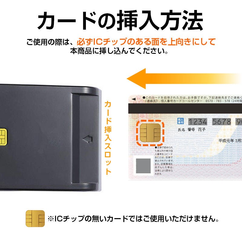 ICカードリーダー ライター USB 接触型 e-Tax対応 ドライバ不要 マイ