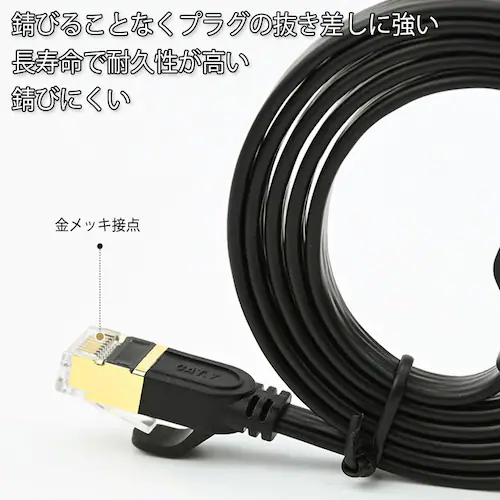 LANケーブル CAT7 2m 2メートル 10ギガビット 10Gps 600MHz フラットタイプ 光回線 超高速通信 ルーター パソコン プリンター cat7 カテゴリー7 延長【代引き不可】_6