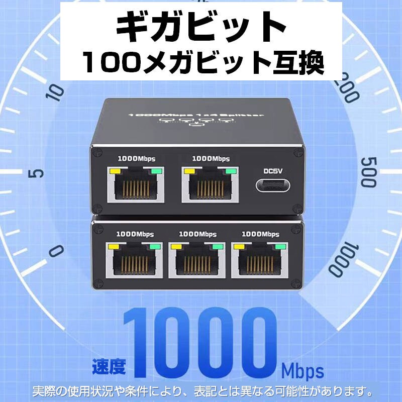 LAN分岐器 4ポート 1Gbps ギガ LANポート増設 拡張 アダプター RJ45