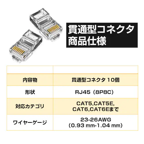 �ђʌ^ LAN�R�l�N�^ 10�Z�b�g RJ45 CAT6E CAT5E CAT5 LAN�P�[�u���p �z���ȒP �ܐ܂�ɂ��� 8P8C ���� ���S�� �l�b�g���[�N �����߂� ����_6