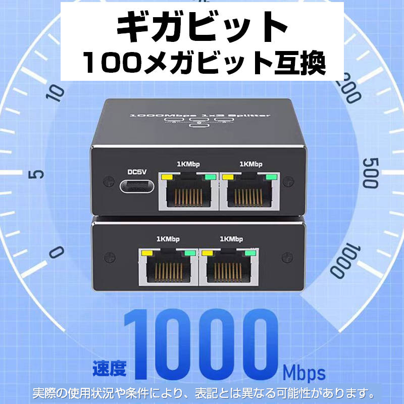LAN分岐器 3ポート 1Gbps ギガ LANポート増設 拡張 アダプター RJ45