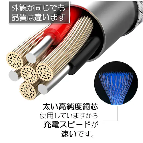 スマホ充電ケーブル iPhone対応 充電ケーブル Type-C microUSB lightning 3in1ケーブル 急速 同時 充電 アンドロイド andoroid スマホ pro ポイント消化_3