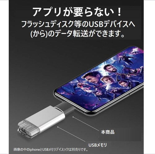 iPhone�p USB�|�[�g �ϊ��A�_�v�^ Lightning�I�XtoUSB���X USB�@��ڑ� OTG iPad���C�g�j���O �f�[�^�]�� �o�b�N�A�b�v Office PDF�t�@�C�� �ۑ��ړ�_3