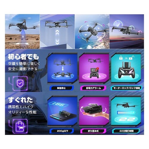 Holyton �h���[�� �����R���R���g���[�� 1080P�J�����t�� ���S�Ҍ��� �܂肽���ݎ� D60_4