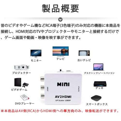 AV HDMI �ϊ��R���o�[�^�[ ���F RCA to HDMI�A�_�v�^�[ RCA�A�i���O����HDMI�f�W�^���ϊ� DVD �ԍڃ`���[�i�[ ���j�^�[�ڑ� �r�f�I�f�b�L SFC�o�� 1080P_1