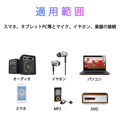 aux�P�[�u�� 3.5mm�I�X�� 3.5mm���X�~2 �ԗ΃W���b�N AUX�A�_�v�^ 2�� 1�� �ϊ��P�[�u�� 15cm �X�s�[�J�[���C���z���ƃ}�C�N�����g�p �y�� �X�}�z Mac�Ή�_1