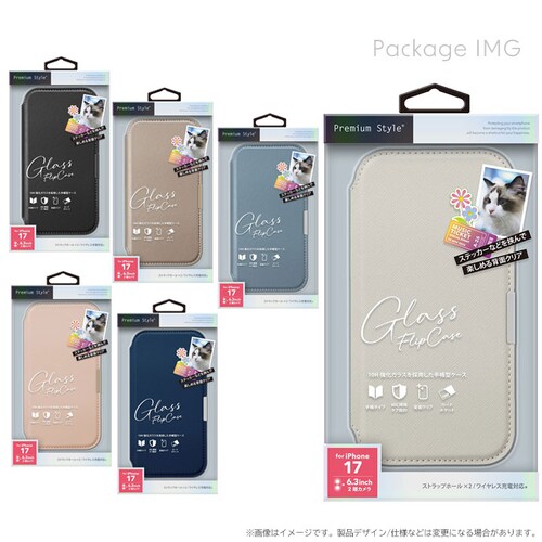 iPhone 17�p �K���X�t���b�v�P�[�X [�u���b�N]_4