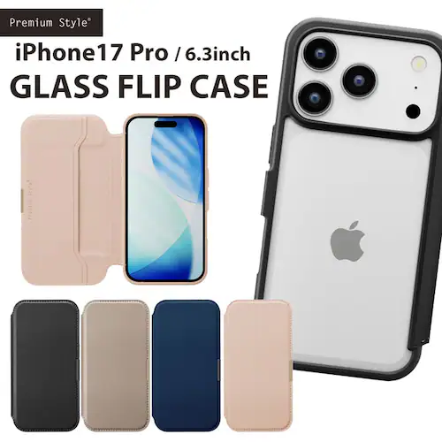 iPhone 17 Pro�p �K���X�t���b�v�P�[�X [�T�t�B�A�[�m��/�l�C�r�[]_1