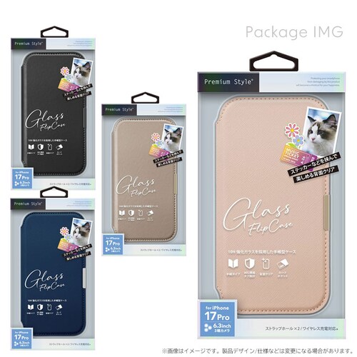 iPhone 17 Pro�p �K���X�t���b�v�P�[�X [�T�t�B�A�[�m��/�l�C�r�[]_4