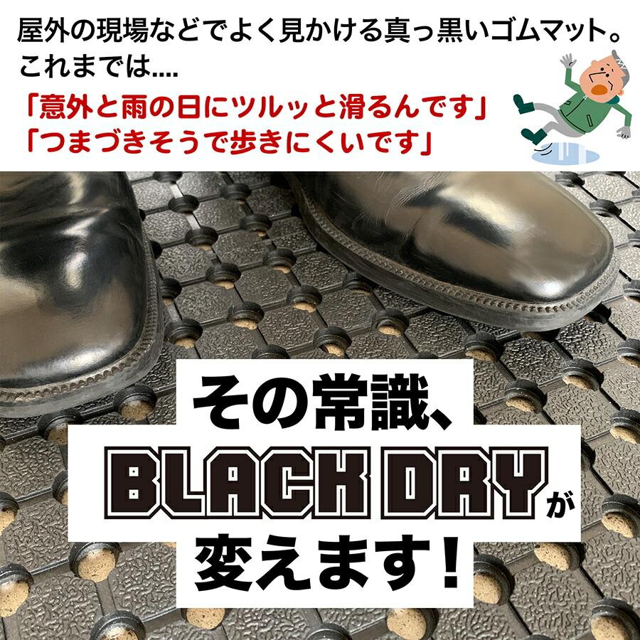 防滑・水はけゴムマット BLACK DRY ブラックドライ 90cm×1m 屋外用