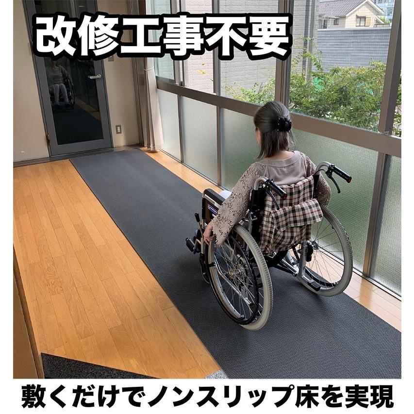 エクササイズマット 24枚 + 小4枚 黒 ゴム製 滑り止め① 介護と暮らしの滑り止めマット 90cm×4m グレー 高規格6mm厚 安全用