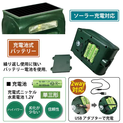猫よけ 害獣撃退器 動物撃退器 忌避用品 超音波 警報音 単品_7