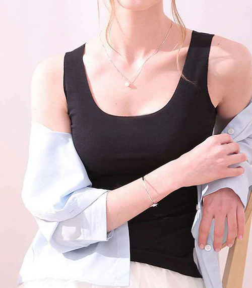 【同色2枚セット】レディース☆アイスインナー タンクトップ 接触冷感 吸汗速乾 タンクトップ 冷感 クール ひんやり 涼感素材 ノースリーブ 吸湿速乾 ストレッチ 夏用 薄手インナー 肌着 インナ_5