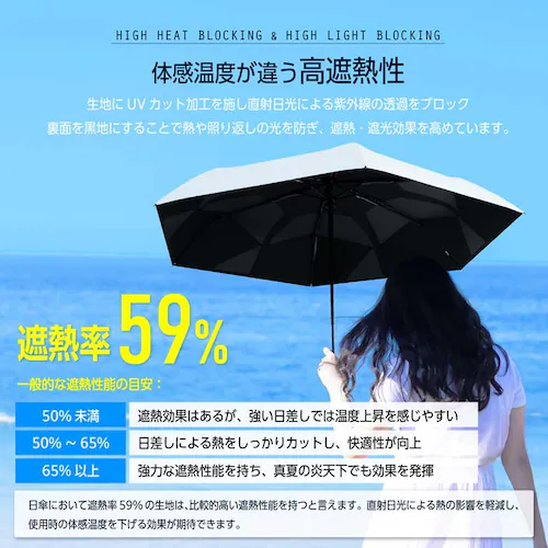 【形状記憶でカンタン収納】 日傘 完全遮光 折りたたみ 軽量 自動開閉 晴雨兼用_4