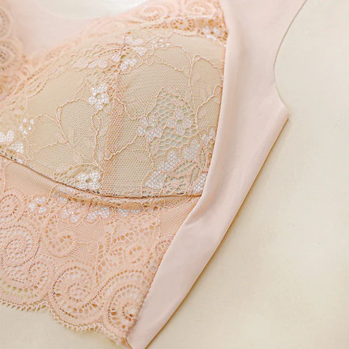 シームレス ノンワイヤーレースブラ ナイトブラ ブラトップ レディース レディース インナー 寝るときブラ 美胸ケア レディース下着 ピンク M_4