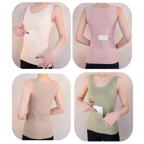 前後ポケット付き☆レディースあったかインナー レディースインナー カイロポケット付き 防寒インナー ホットインナー カイロ収納 背中ポケット 前ポケット付き カイロインナー 冷え対策 あったか カイロ_3