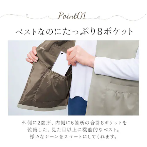 手ぶら ベスト レディース 通販 手ぶらベスト トップス 羽織り羽織 多機能ポケット 8ポケット BENNRI おしゃれ オシャレ 防犯対策 コートイン 旅行 レジャー お散歩 買い物 お出掛け おで_6