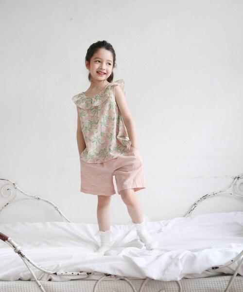 Rora ショートパンツ キッズ 通販 ローラ ハーフパンツ ライラ コットンショートパンツ コットンリネン 綿麻 ナチュラル 夏服 春 秋 ボトムス かわいい おしゃれ 女の子 女子 子供 子ども _2