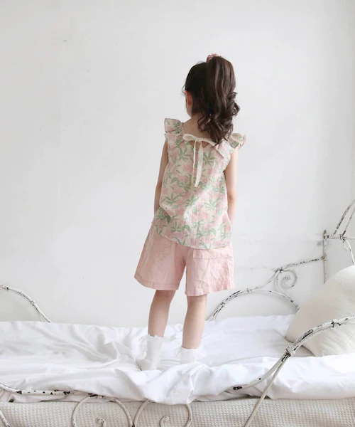 Rora ショートパンツ キッズ 通販 ローラ ハーフパンツ ライラ コットンショートパンツ コットンリネン 綿麻 ナチュラル 夏服 春 秋 ボトムス かわいい おしゃれ 女の子 女子 子供 子ども _3