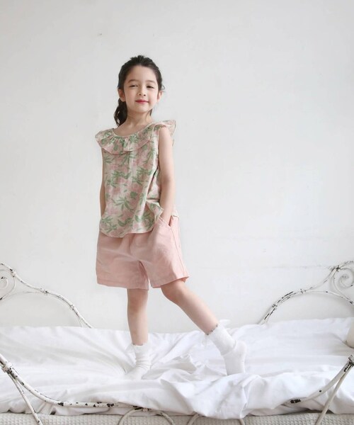 Rora ショートパンツ キッズ 通販 ローラ ハーフパンツ ライラ コットンショートパンツ コットンリネン 綿麻 ナチュラル 夏服 春 秋 ボトムス かわいい おしゃれ 女の子 女子 子供 子ども _4