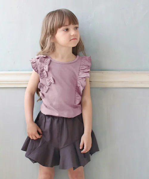 キッズ ノースリーブ 女の子 通販 タンクトップ 13072001 Tシャツ カットソー 半袖 夏服 袖なし フリル リボン フリル袖 こども 女子 かわいい おしゃれ 可愛い オシャレ トップス 子_5