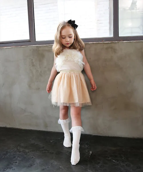 スカート キッズ 女の子 通販 チュールスカート 74012401 チュチュスカート ギャザースカート キラキラ ドット 水玉 ガーリー ウエストゴム フォーマル かわいい オシャレ 可愛い おしゃれ_3