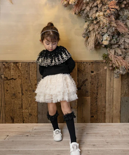 Rora 子供服 スカート 通販 ナデシコ フリフリリボンスカート フレアスカート キッズ 女の子 女子 リボン レース フォーマル カジュアル パーティー お出かけ 誕生日 記念日 かわいい オシャ_1