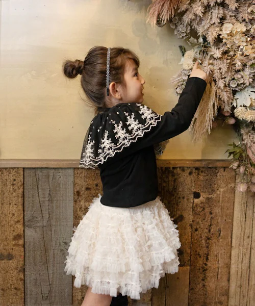 Rora 子供服 スカート 通販 ナデシコ フリフリリボンスカート フレアスカート キッズ 女の子 女子 リボン レース フォーマル カジュアル パーティー お出かけ 誕生日 記念日 かわいい オシャ_4