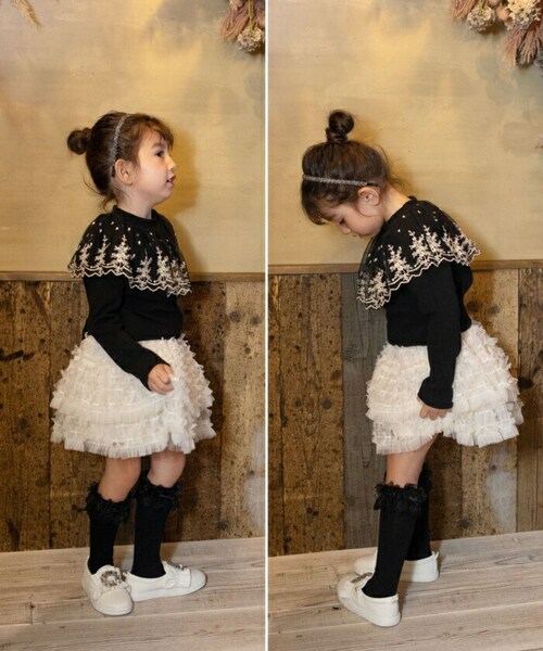 Rora 子供服 スカート 通販 ナデシコ フリフリリボンスカート フレアスカート キッズ 女の子 女子 リボン レース フォーマル カジュアル パーティー お出かけ 誕生日 記念日 かわいい オシャ_6