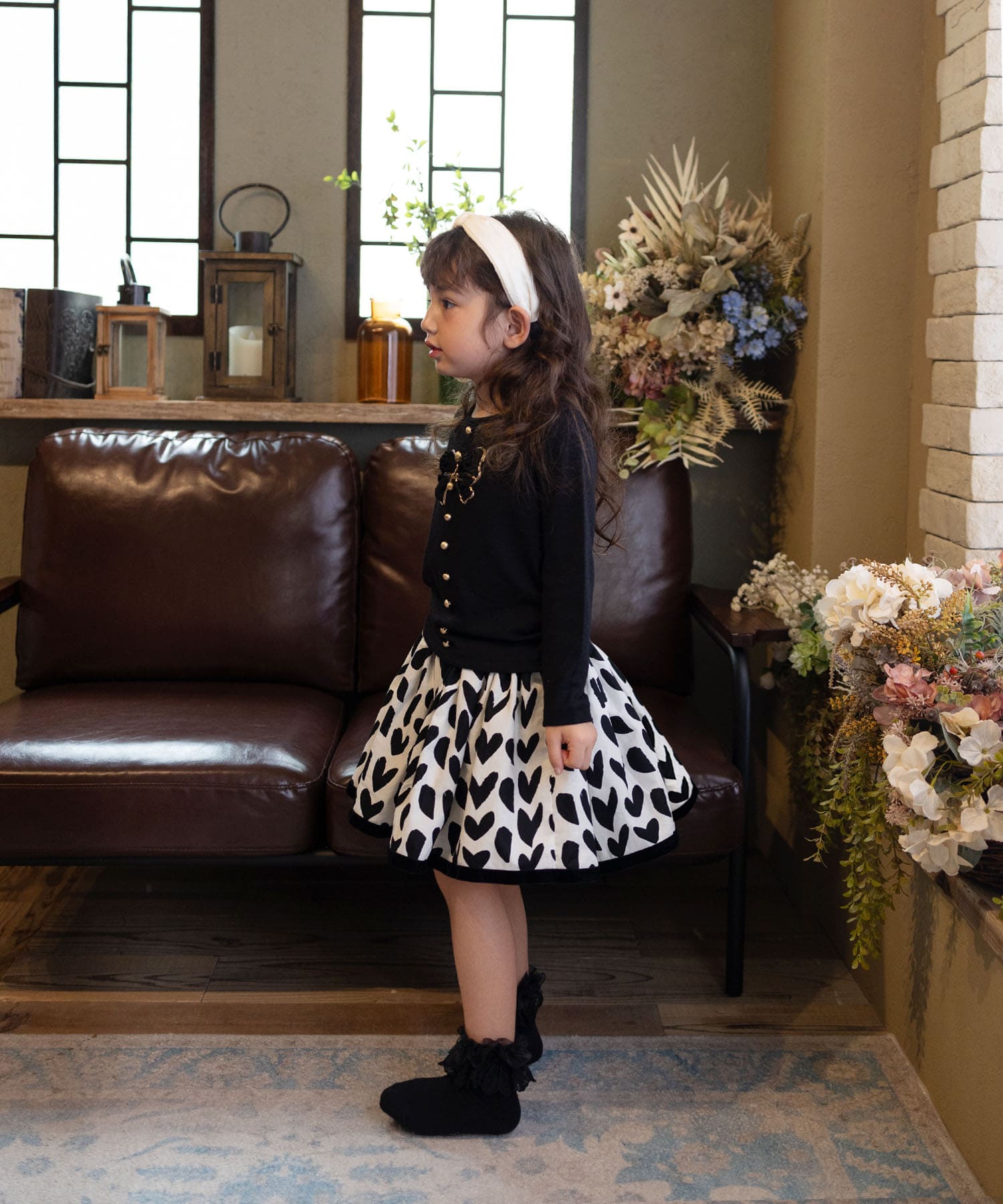 ブラック 110cm Rora 子供服 スカート 通販 アゲハ ハート柄スカート