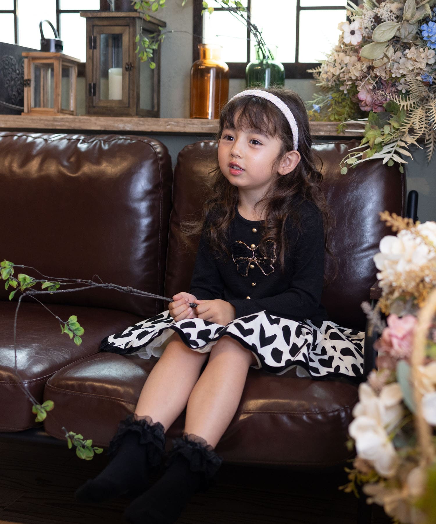 ブラック 110cm Rora 子供服 スカート 通販 アゲハ ハート柄スカート