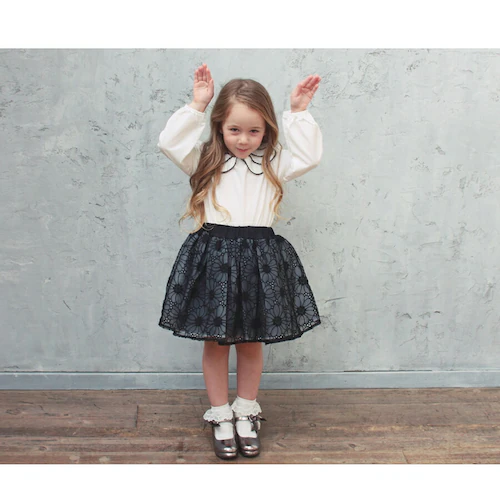 スカート キッズ 女の子 通販 ギャザースカート 04181902 チュールスカート レーススカート フォーマル 結婚式 発表会 卒園式 入学式 お花 フラワー 総レース かわいい オシャレ 可愛い _2