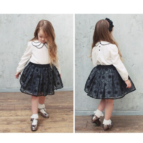 スカート キッズ 女の子 通販 ギャザースカート 04181902 チュールスカート レーススカート フォーマル 結婚式 発表会 卒園式 入学式 お花 フラワー 総レース かわいい オシャレ 可愛い _5