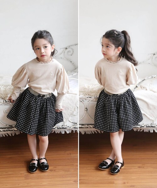 �X�J�[�g �L�b�Y ���̎q �ʔ� �M���U�[�X�J�[�g 10003804 �t�H�[�}�� ������ ���\�� ������ ���w�� �h�b�g ���� �E�G�X�g�S�� �{�����[�� �K�[���[ ���킢�� �I�V���� ���� ������� _3