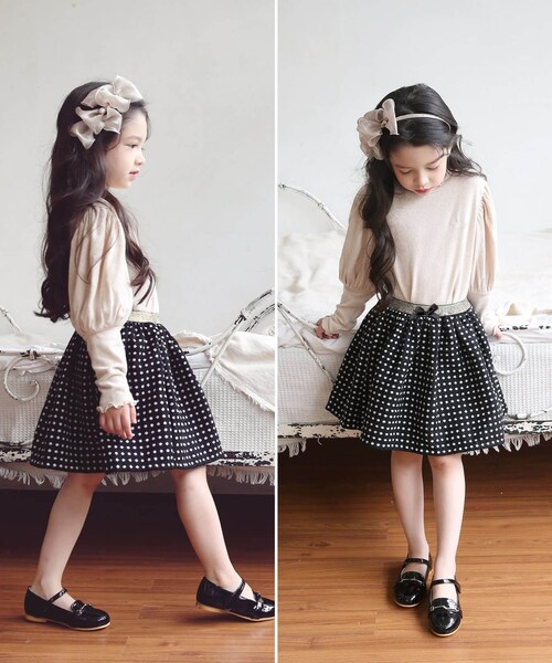 �X�J�[�g �L�b�Y ���̎q �ʔ� �M���U�[�X�J�[�g 10003804 �t�H�[�}�� ������ ���\�� ������ ���w�� �h�b�g ���� �E�G�X�g�S�� �{�����[�� �K�[���[ ���킢�� �I�V���� ���� ������� _4