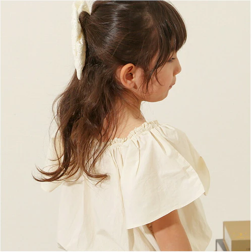 Rora ブラウス 襟なし 通販 ローラ クリーミー カットソー キッズ 子供 女の子 女子 こども 子ども きれいめ 白 ベージュ フレアスリーブ 花 お花 おしゃれ かわいい オシャレ 可愛い カ_6