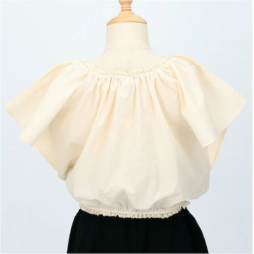 Rora ブラウス 襟なし 通販 ローラ クリーミー カットソー キッズ 子供 女の子 女子 こども 子ども きれいめ 白 ベージュ フレアスリーブ 花 お花 おしゃれ かわいい オシャレ 可愛い カ_9